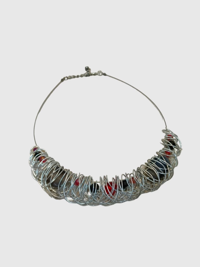Ina B. Designs Silver Mesh with Hidden Stimulant Quartz Necklace