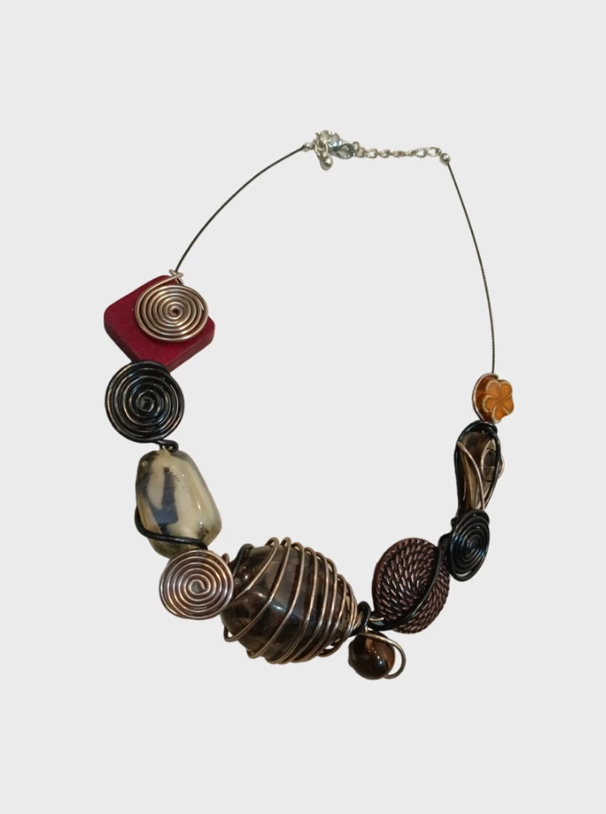Ina B. Designs Elegantly Shaped Crafted Colored Gems Necklace