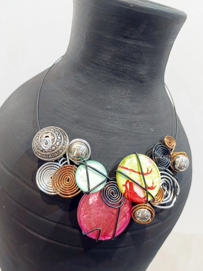 Ina B. Designs Synthetic Quartz Crystals with Intricate Fashionable Necklace
