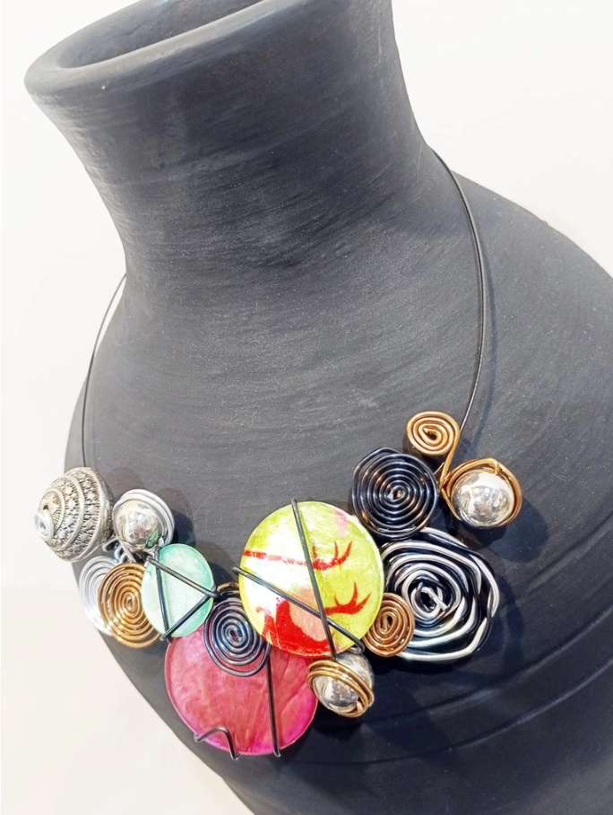 Ina B. Designs Synthetic Quartz Crystals with Intricate Fashionable Necklace