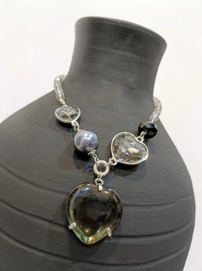 Ina B. Designs Elegant Synthetic Quartz Crystals with Intricate Fashionable Necklace