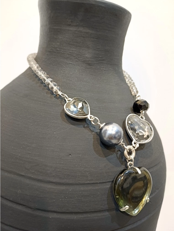 Ina B. Designs Elegant Synthetic Quartz Crystals with Intricate Fashionable Necklace