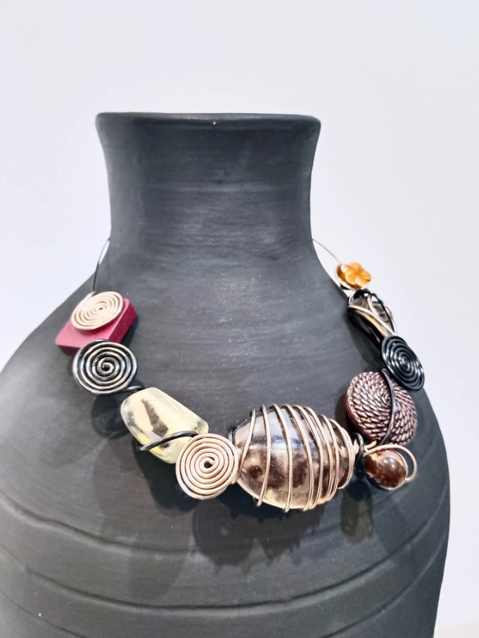 Ina B. Designs Elegantly Shaped Crafted Colored Gems Necklace
