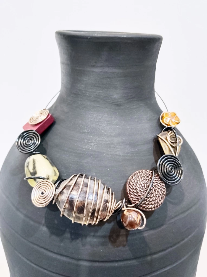 Ina B. Designs Elegantly Shaped Crafted Colored Gems Necklace
