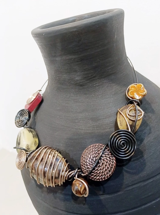Ina B. Designs Elegantly Shaped Crafted Colored Gems Necklace