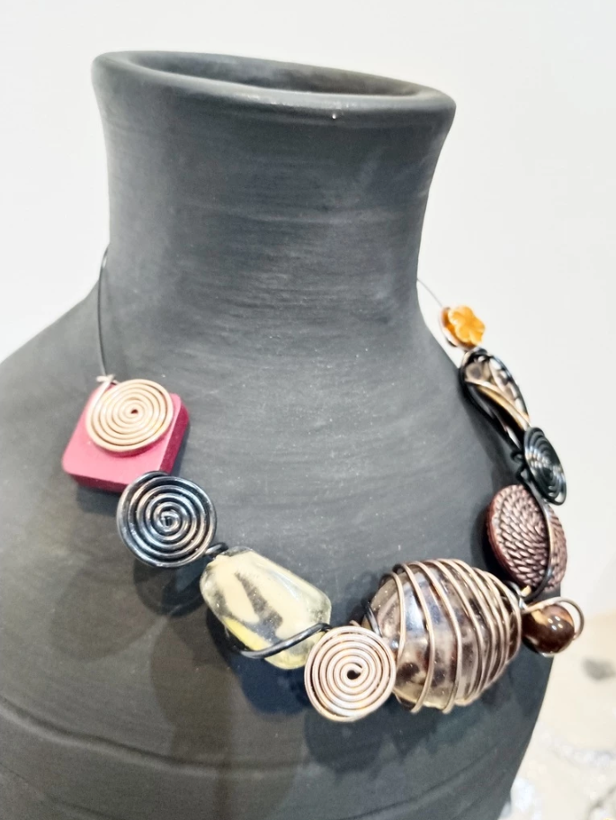 Ina B. Designs Elegantly Shaped Crafted Colored Gems Necklace