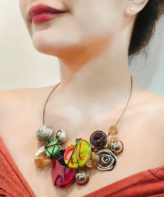 Ina B. Designs Synthetic Quartz Crystals with Intricate Fashionable Necklace