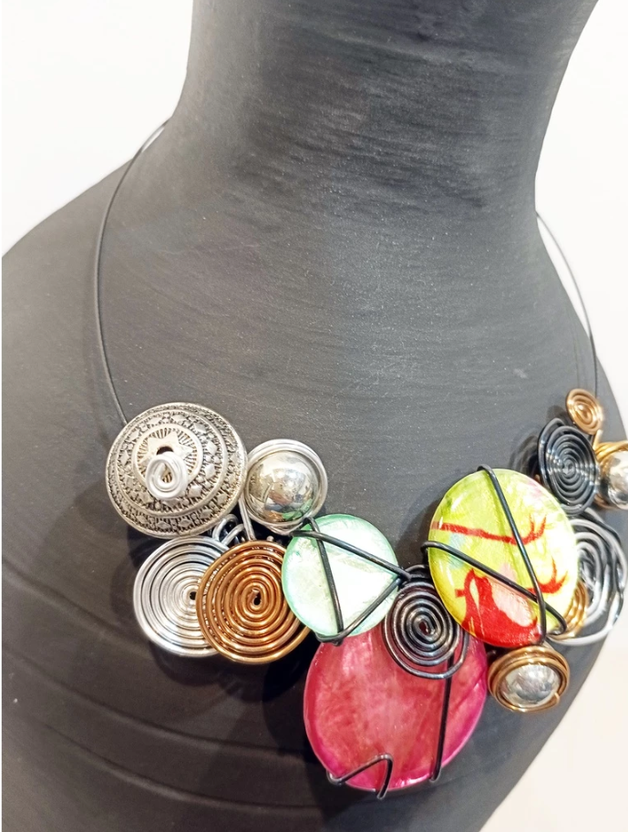 Ina B. Designs Synthetic Quartz Crystals with Intricate Fashionable Necklace